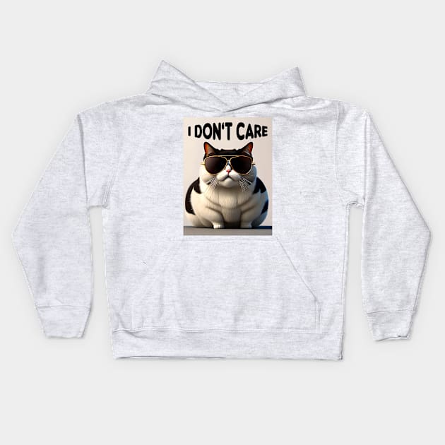 fat cat with glasses Kids Hoodie by Mulyadi Walet